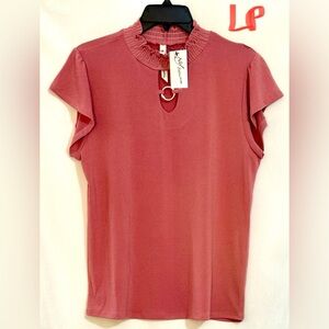 NY Collection Rose Blouse with Ring Detail